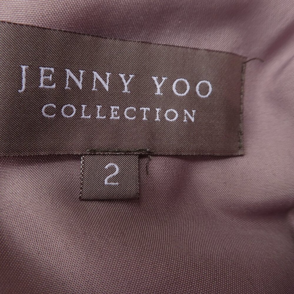 Jenny Yoo Collection Maxi Dress Taupe Brown Ruffles Zip Back Lined Gala 2 - Picture 7 of 9